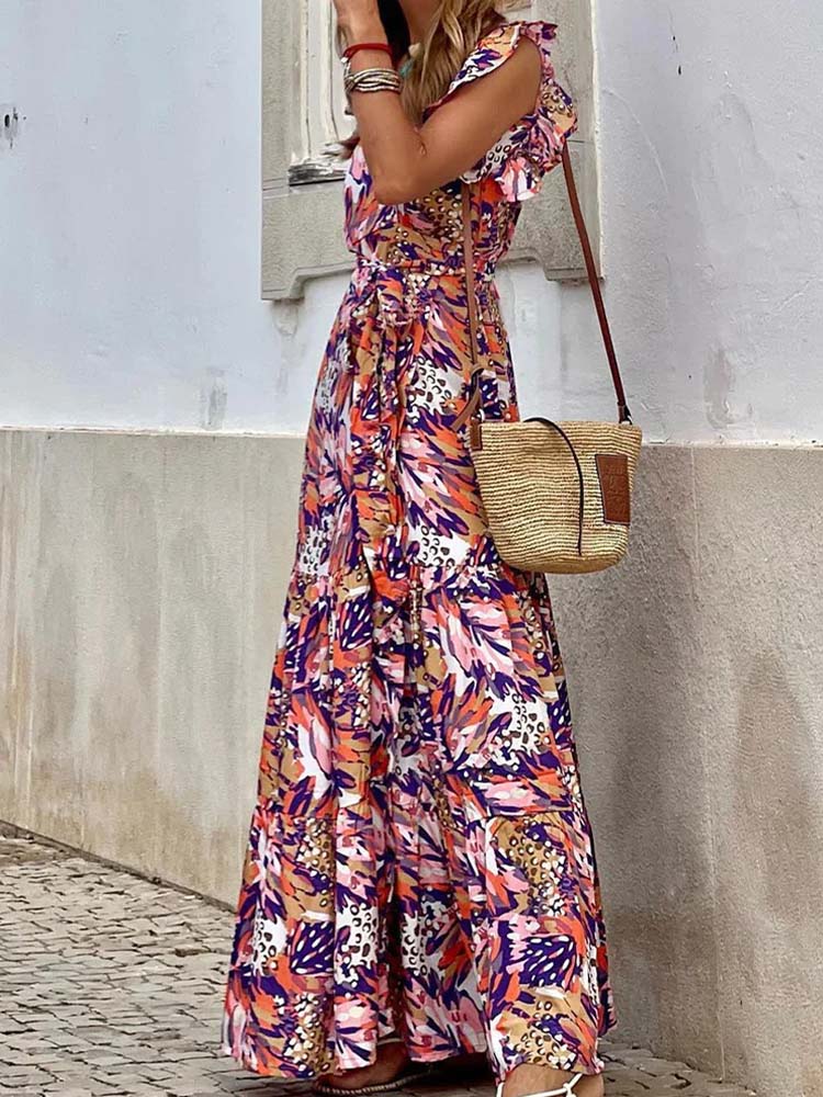 Showy Sleeveless Print Maxi Dress