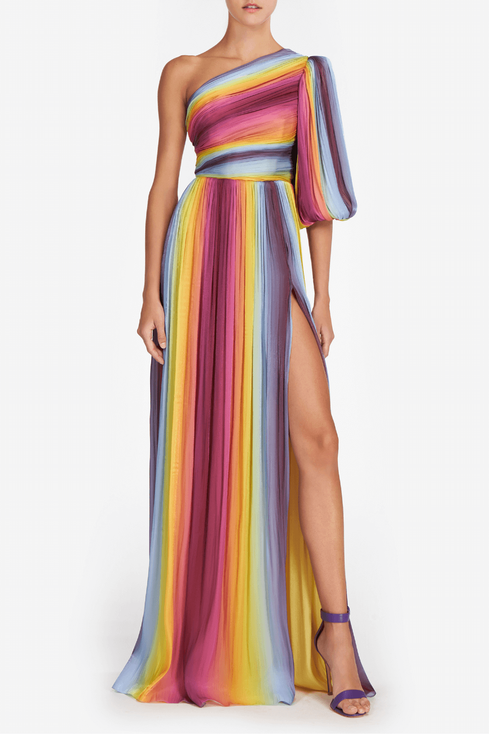 Rainbow Print Off Shoulder Maxi Dress