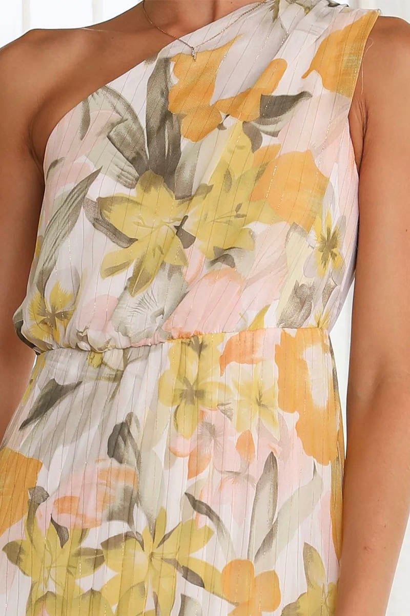 Maria Minimalist Printed Dress with Dropped Sleeves Premium Wardrobe Essential