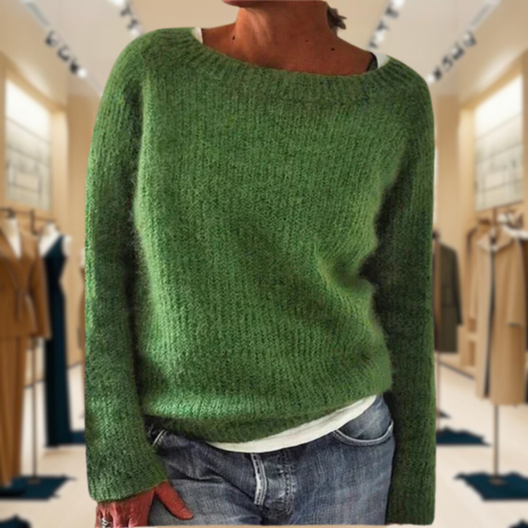 Boat Neck Ribbed Knit Long Sleeve Sweater 2