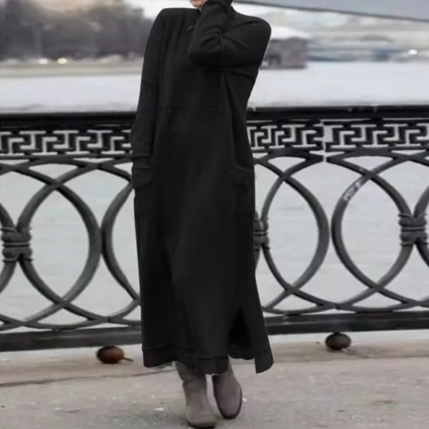 Maria Elena Loose Velvet Relaxed Dress with Premium Casual Styling