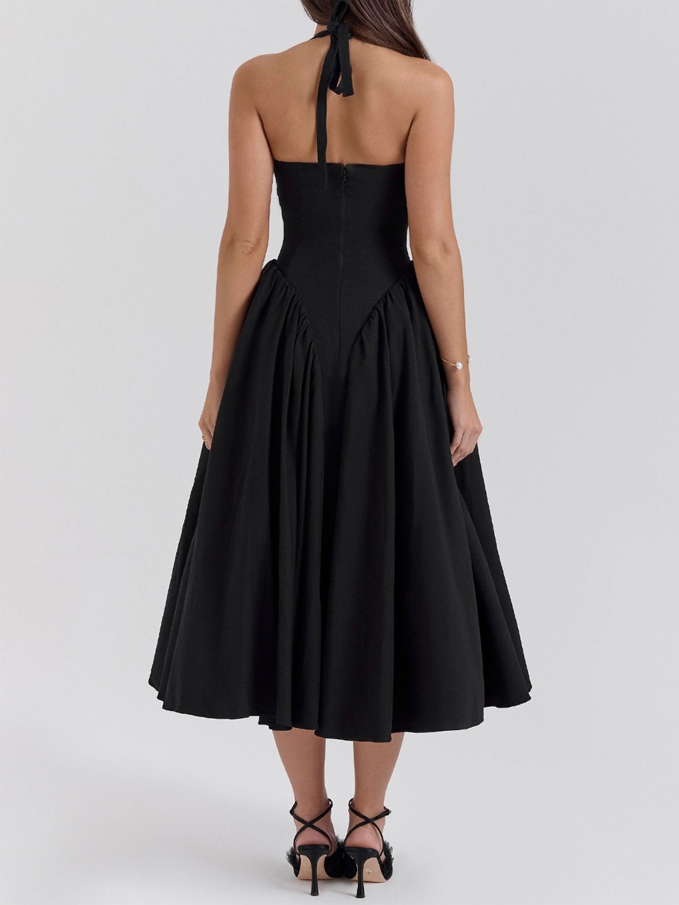 Naomi Exclusive Midi Dress with Deep V Neck Statement Occasion Edit