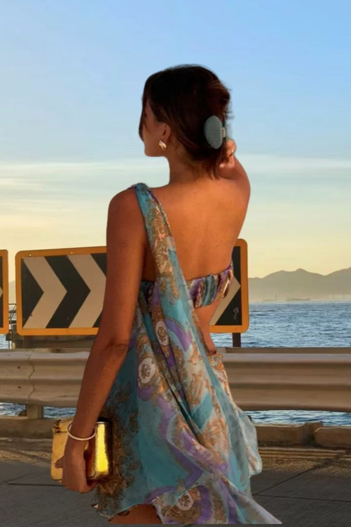 Sexy Sloped Shoulder Cutout Bodycon Party Dress