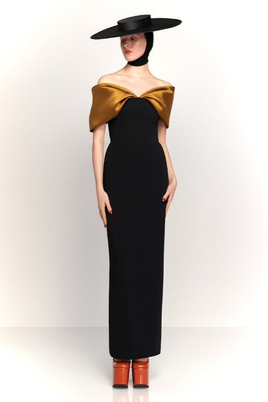 Off-Shoulder Slim Fitted Maxi Party Dress