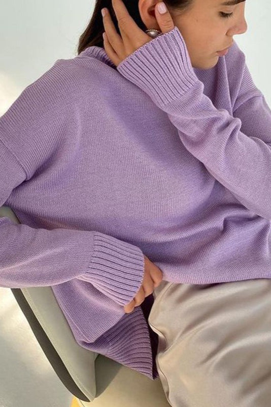 Versatile Solid Turtleneck Euro Sweater
