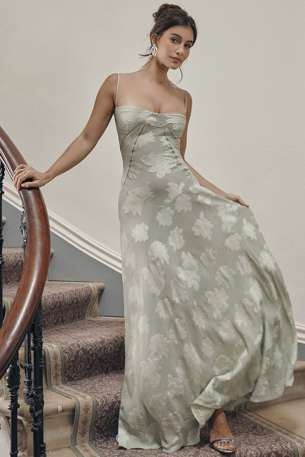 Dainty Lace Spaghetti Strap Tie Waist  Prom Dress