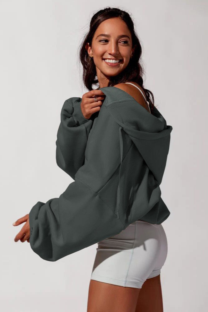 Solid Casual Long-Sleeve Zip Hoodie