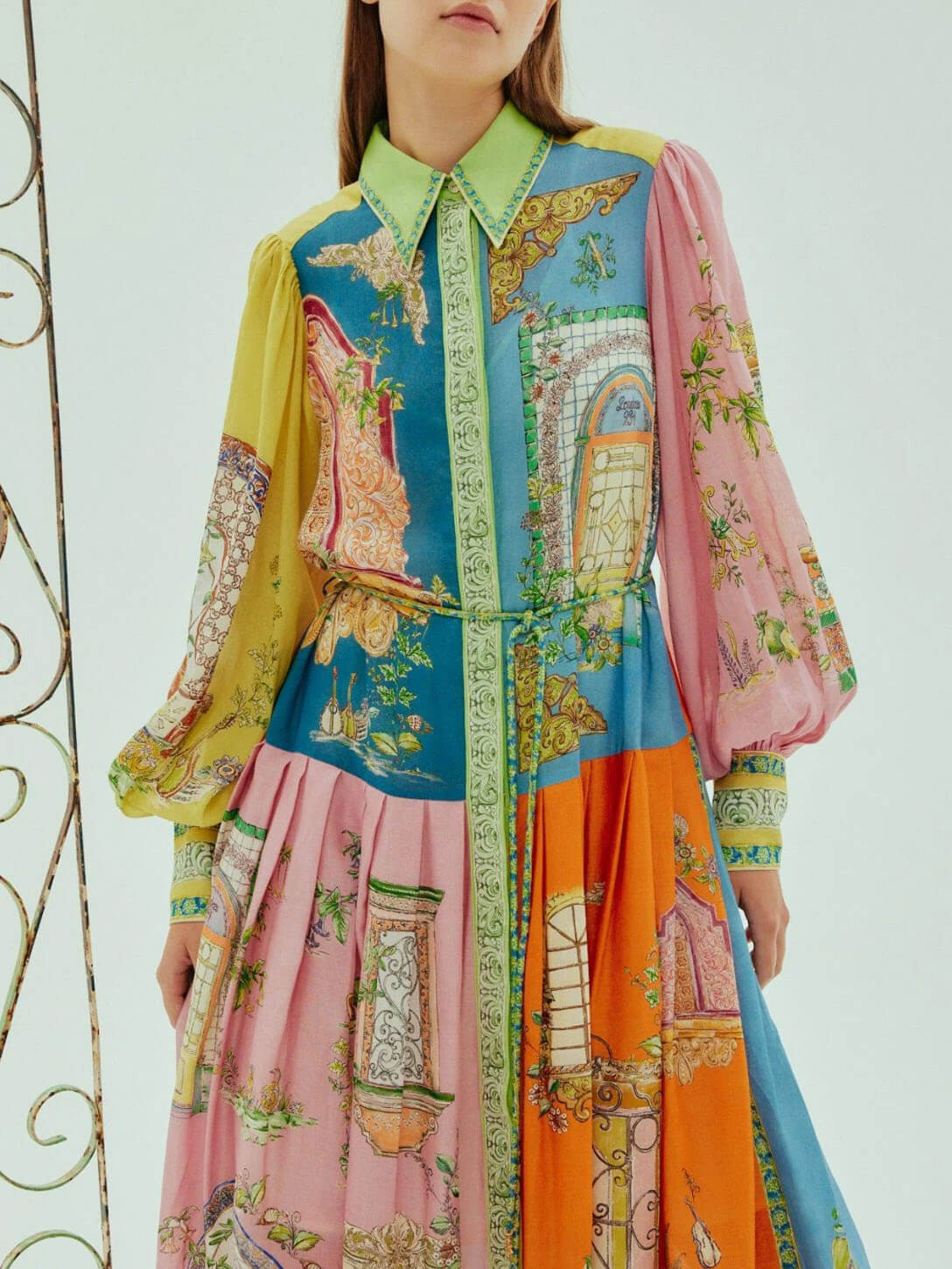 Exquisite Garden Print Button Down Midi Dress