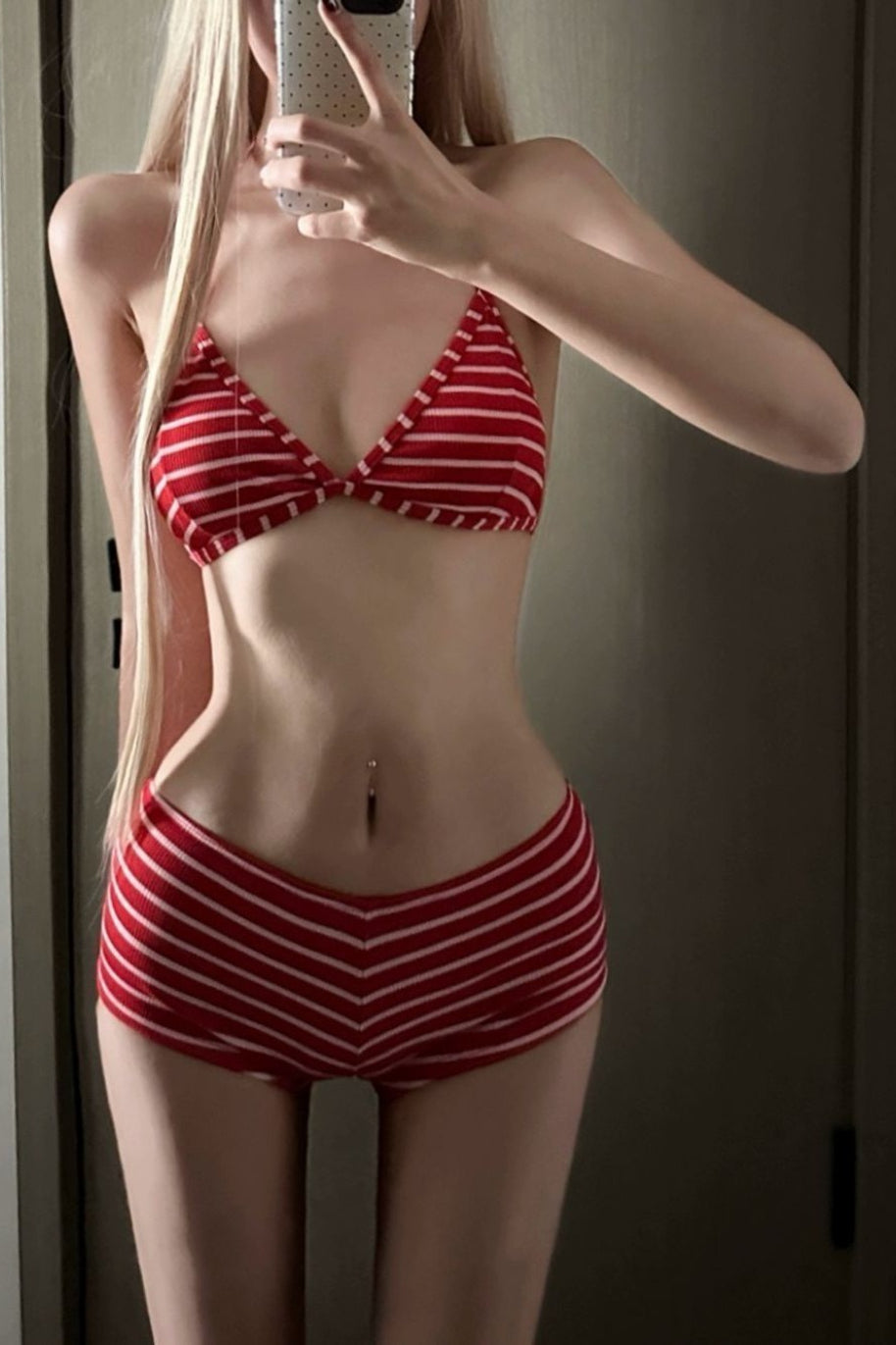 Sexy Striped Boy Short Two Piece Swimsuit