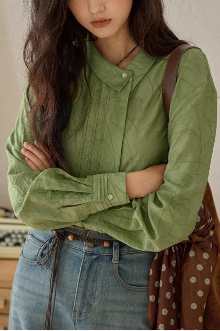 French Linen Unique Collar Blouse