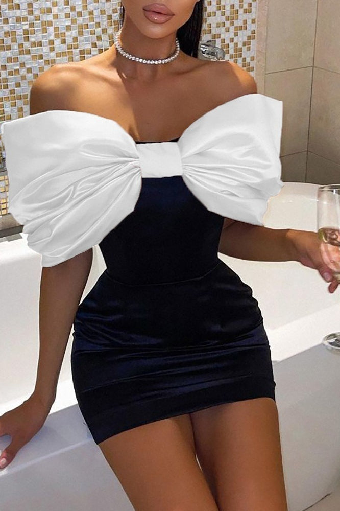 Detachable Bow Backless Bodycon Dress 3