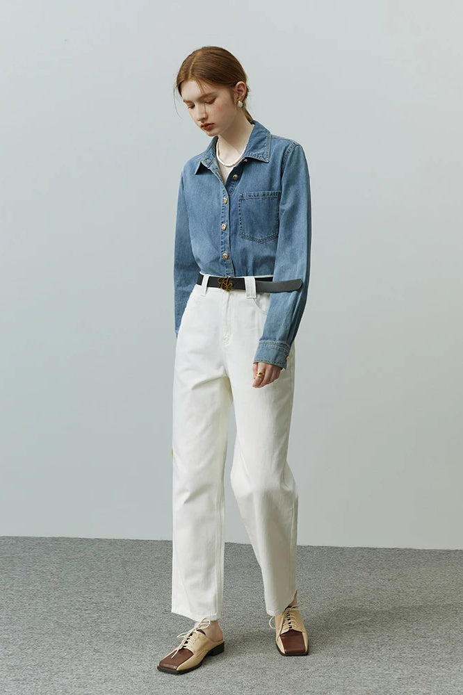 Soft Denim Casual VNeck Jacket