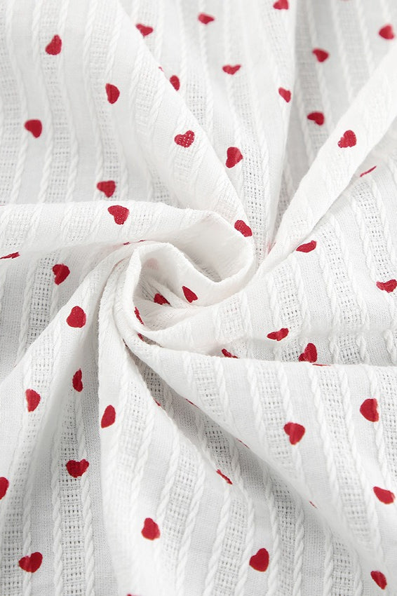 White Cotton Heart Print V-Neck Wrap Maxi Dress 5