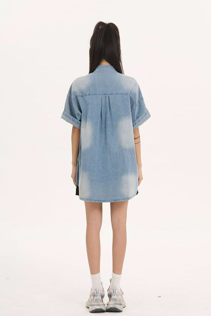 Oversized Faded Denim Button Shirt