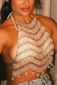 Soiree Elegant Beaded Halter Top