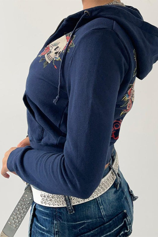 Vintage Slim Fit Hooded ZipUp Hoodie