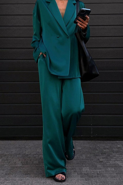 Satin Flowy Office Two Piece Pants Set