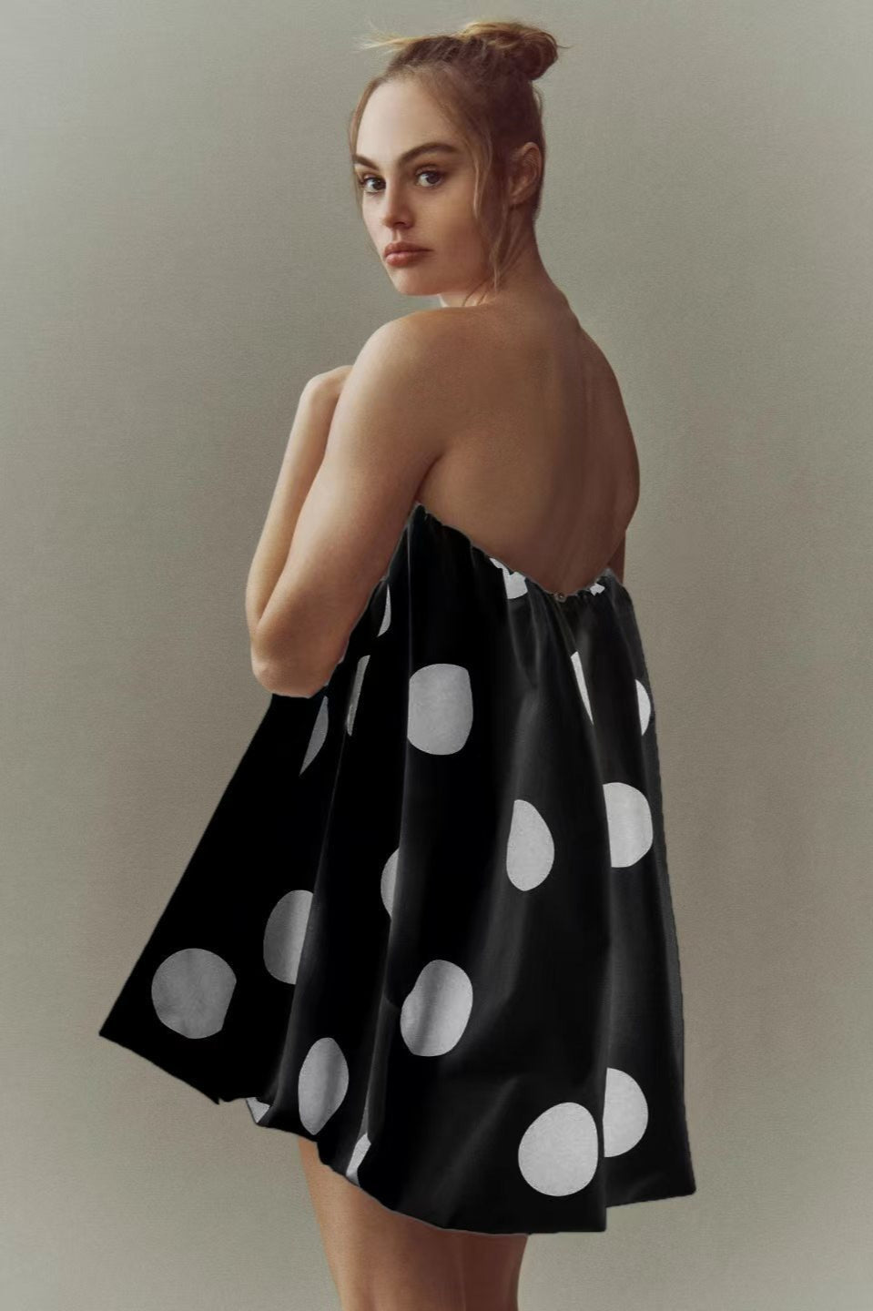Polka Dot Strapless Bodycon Mini Dress 8