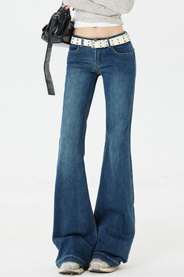 Low Rise Stretch Wide Jeans
