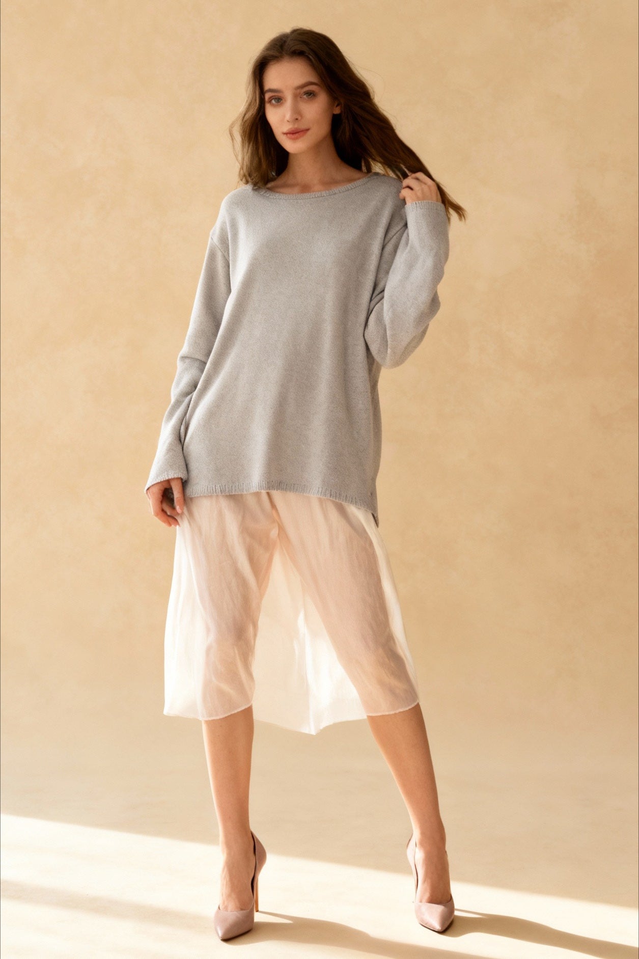 Cotton Loose Fit OffShoulder Knit Sweater