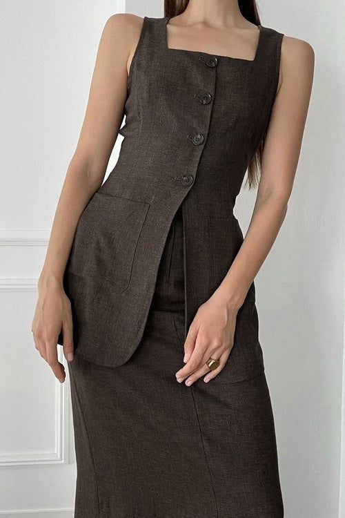 Sleeveless Vest Skirt Elegant Two Piece Work Set