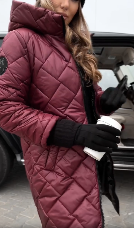 Hooded Quilted Zip Front Longline Puffer Coat 4