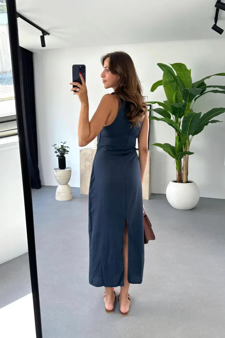 Alexandra Minimalist Sleeveless Midi Dresses Statement Occasion Edit