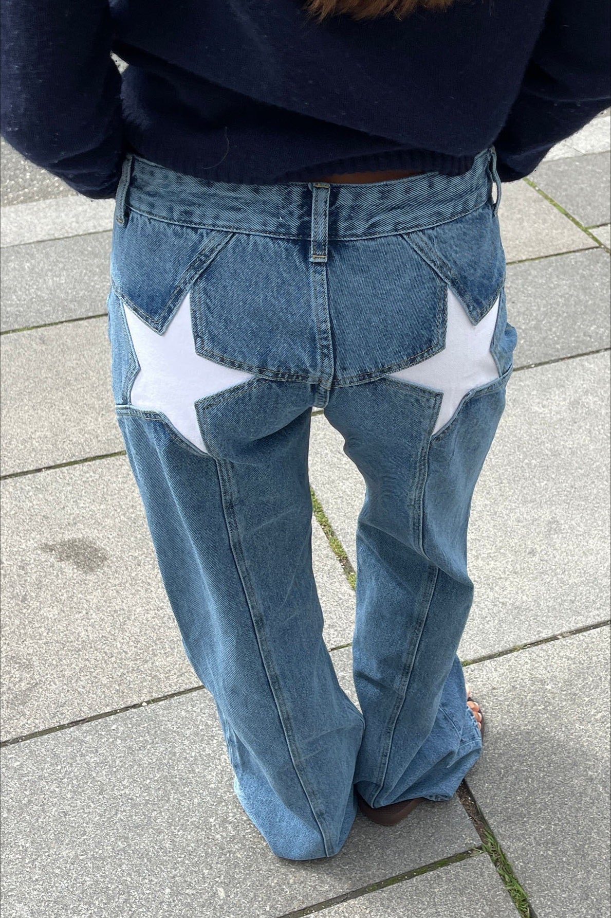 Contrast Patchwork Y2K Retro Star Back Casual Jeans