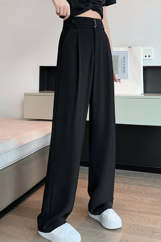 Fluid High Waist Narrow Wide Leg Straight Pants
