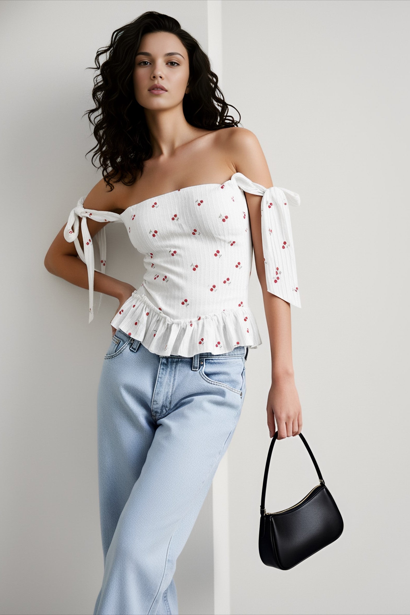 Print jacquard waist cami top