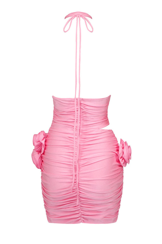 Flower Appliqu Cut Out Minidress