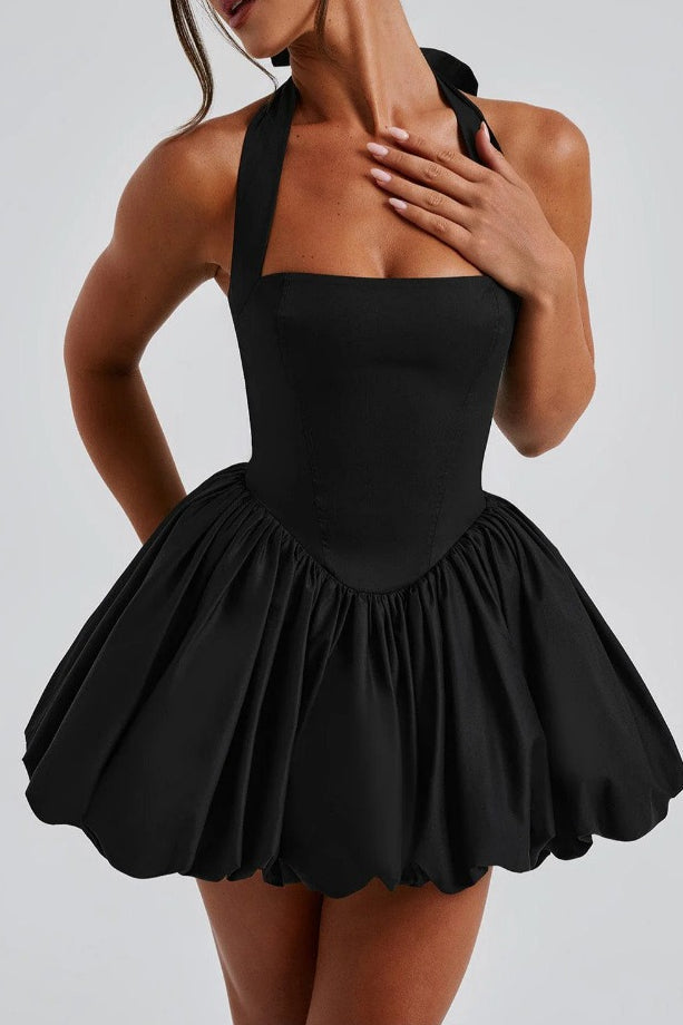 Halter Tie Bow Puffy Tulle Hem Mini Dress 12