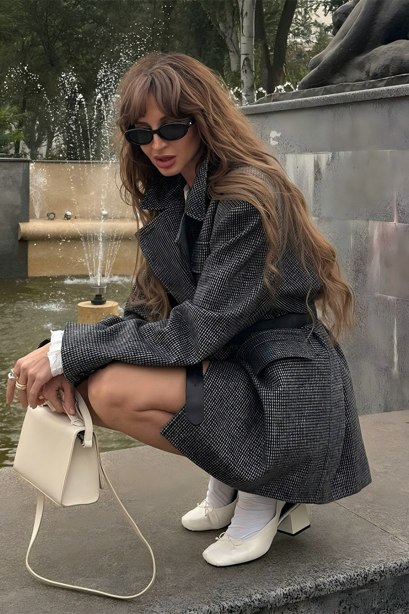 Houndstooth Double Breasted Coat