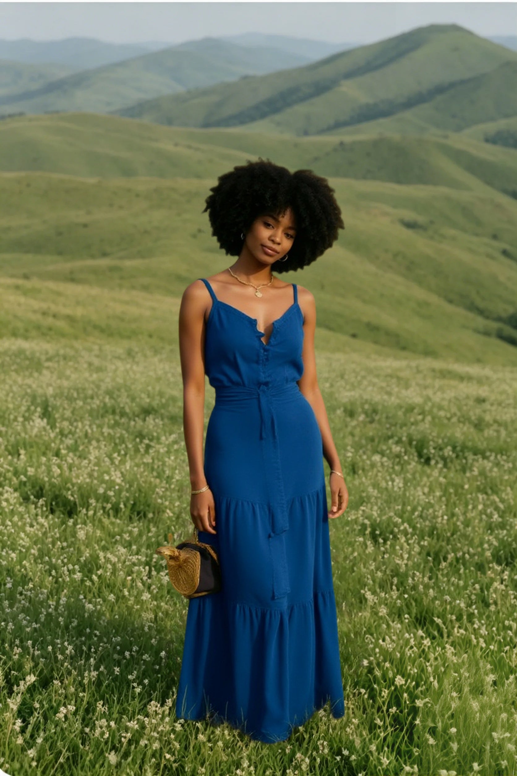 DressBetty - Elegant V Neck Tunic Ruffles Maxi Dress