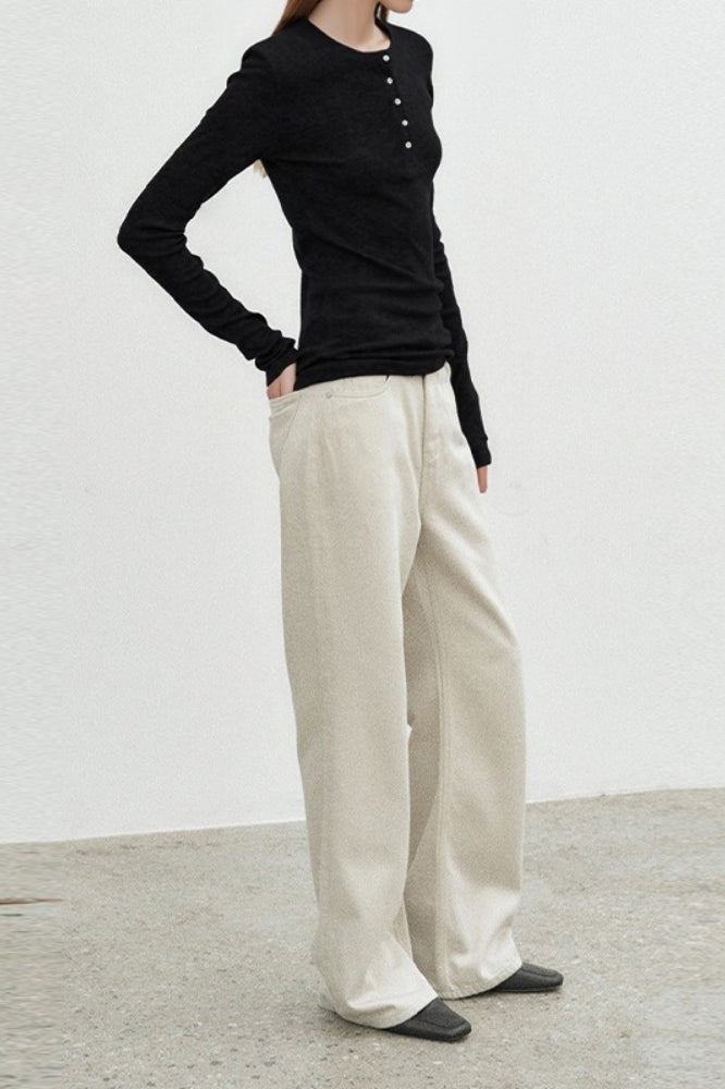 Tencel Blend Crew Neck Ribbed Slim Base Layer