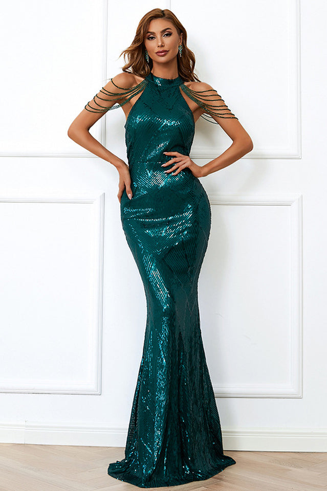 Halter Neck Sequin Mermaid Prom Dress | Dress In Beauty