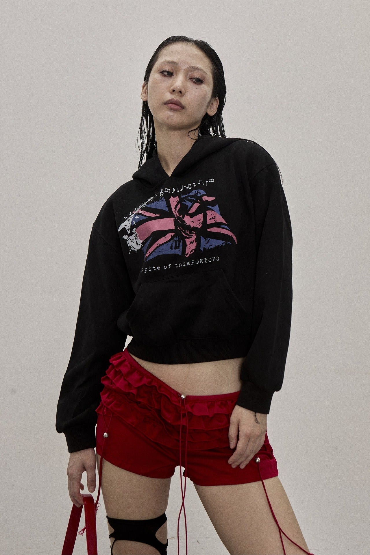Retro Union Jack Star Cropped Hoodie