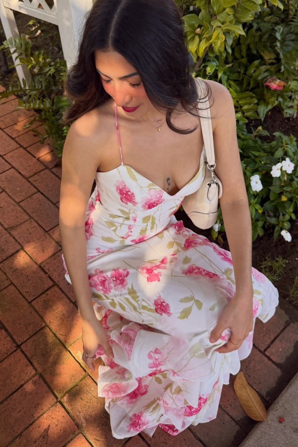 Floral Print Tie Back Vacation Maxi Slip Dress