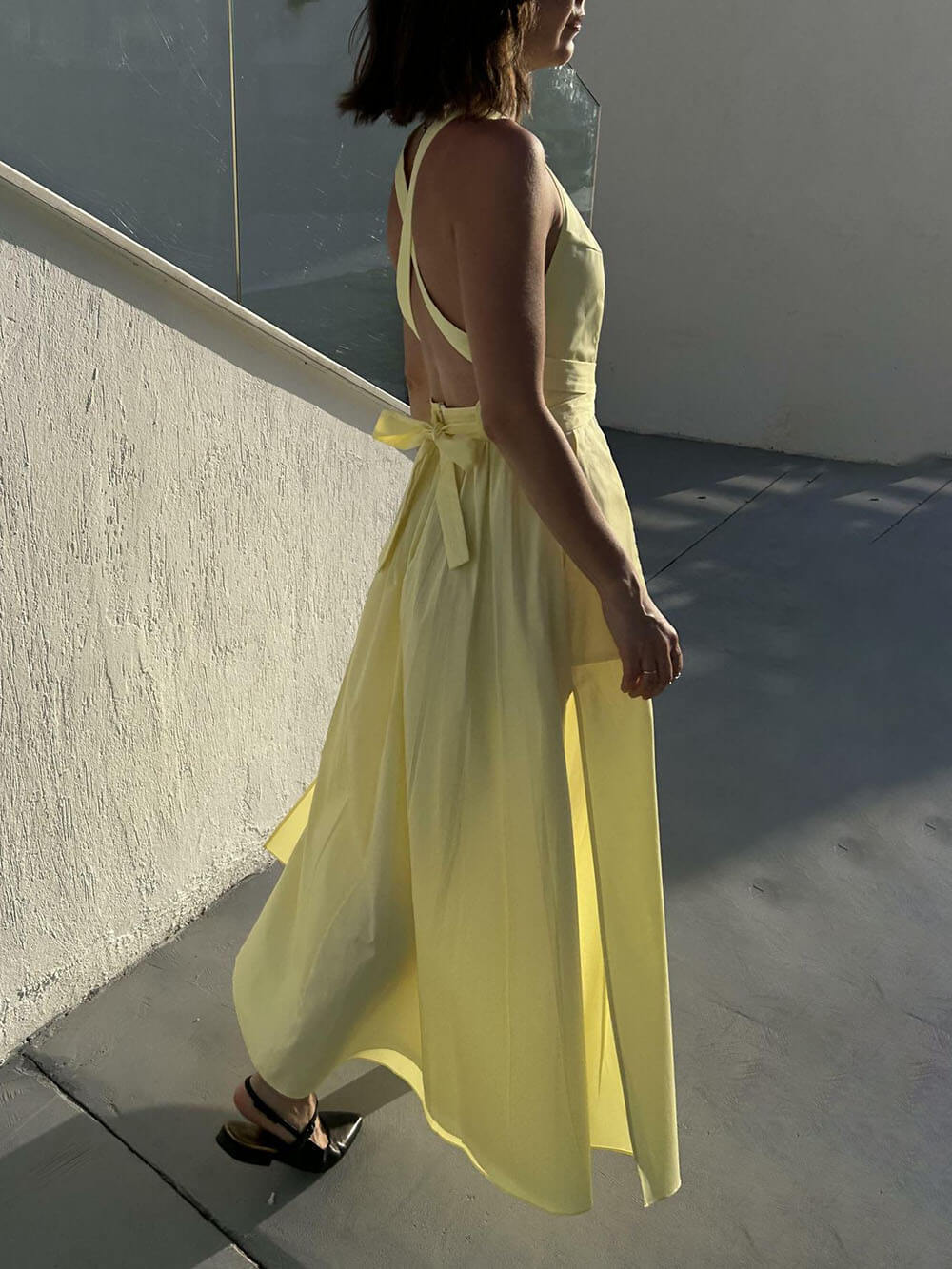Unique Side Slit Lace Up Pocket Vest Dress