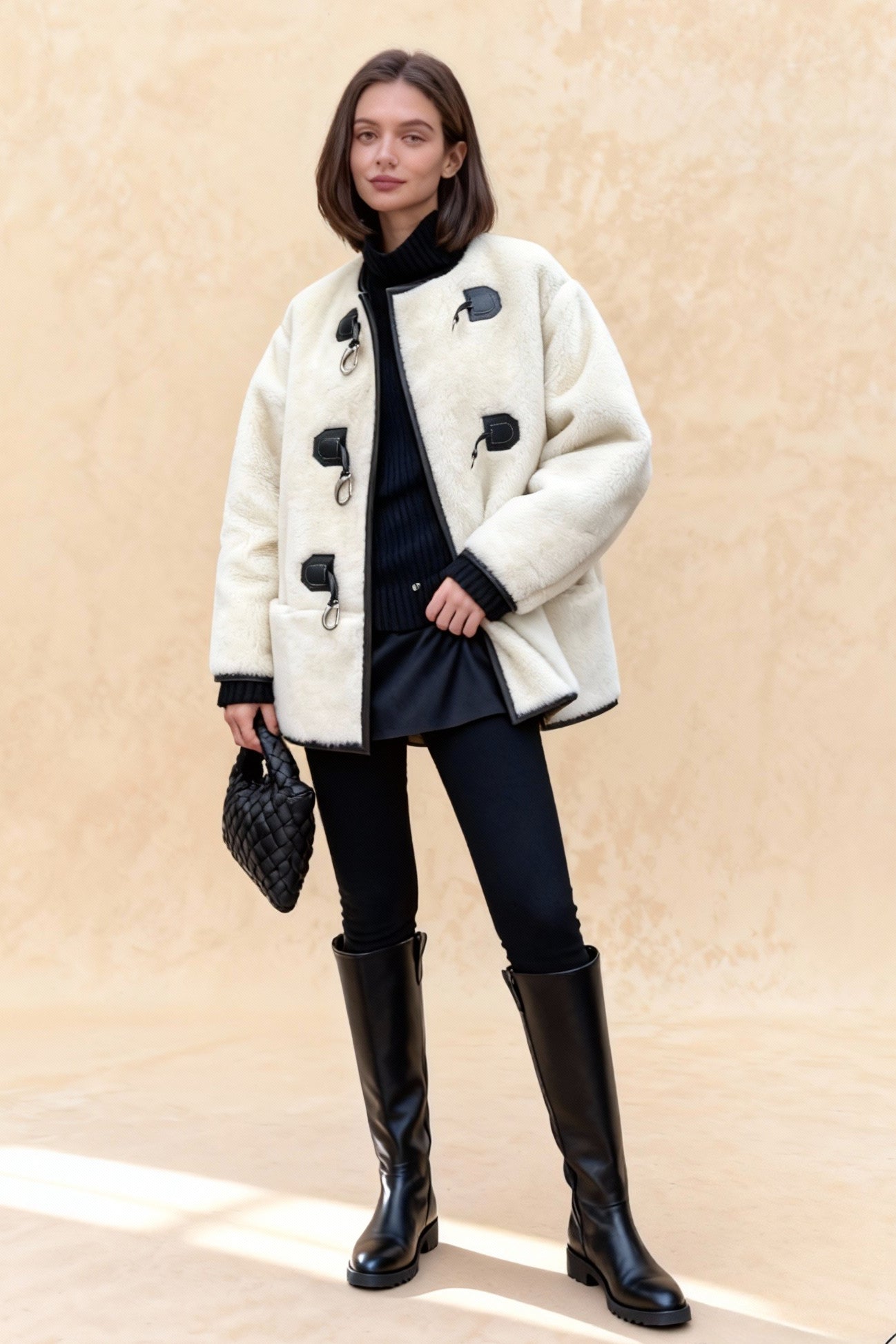 Cashmere Metal Snap Cardigan Coat