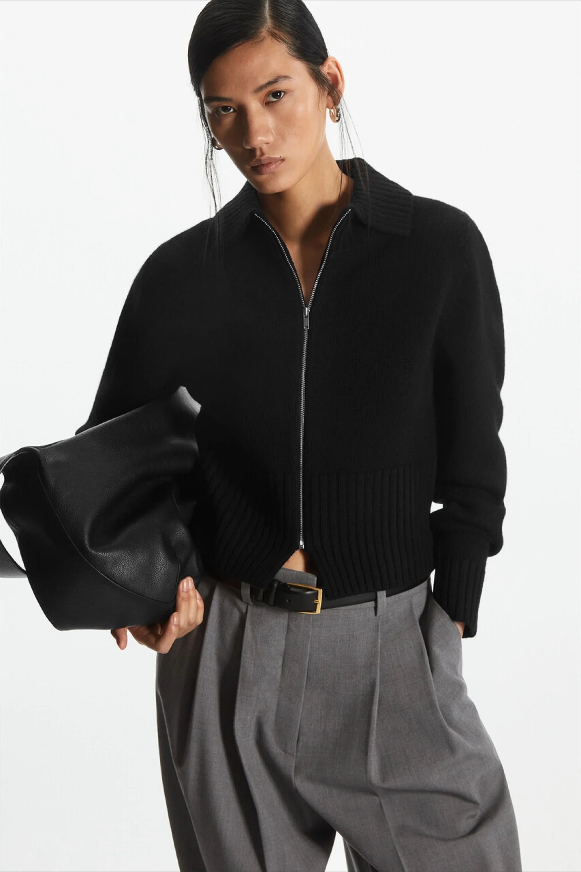 Wool Blend Short OpenNeck Cardigan