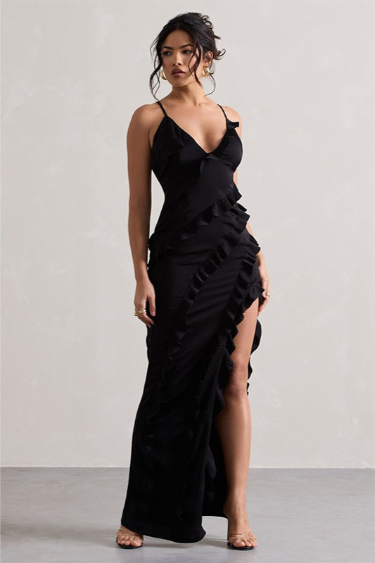 Strappy Ruffle LowBack Party Dress
