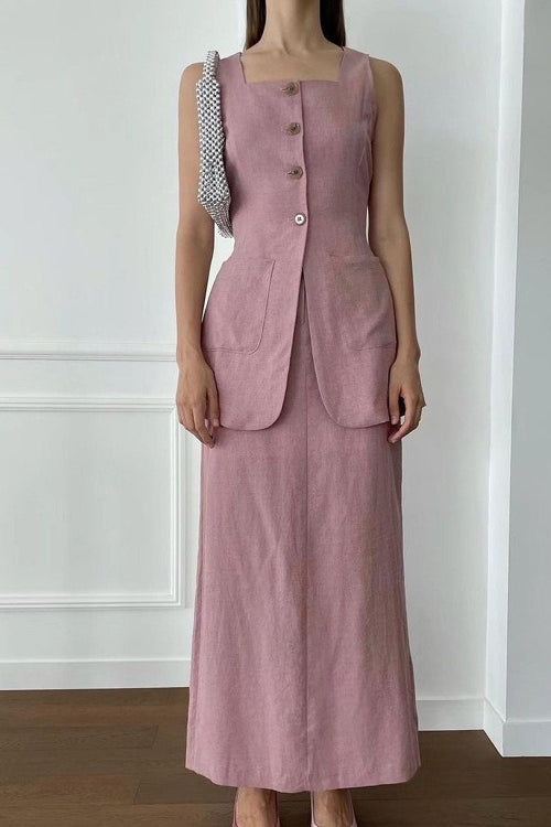 Sleeveless Vest Skirt Elegant Two Piece Work Set