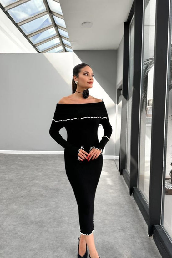 SlimFit OneShoulder Ruffle Work Dress