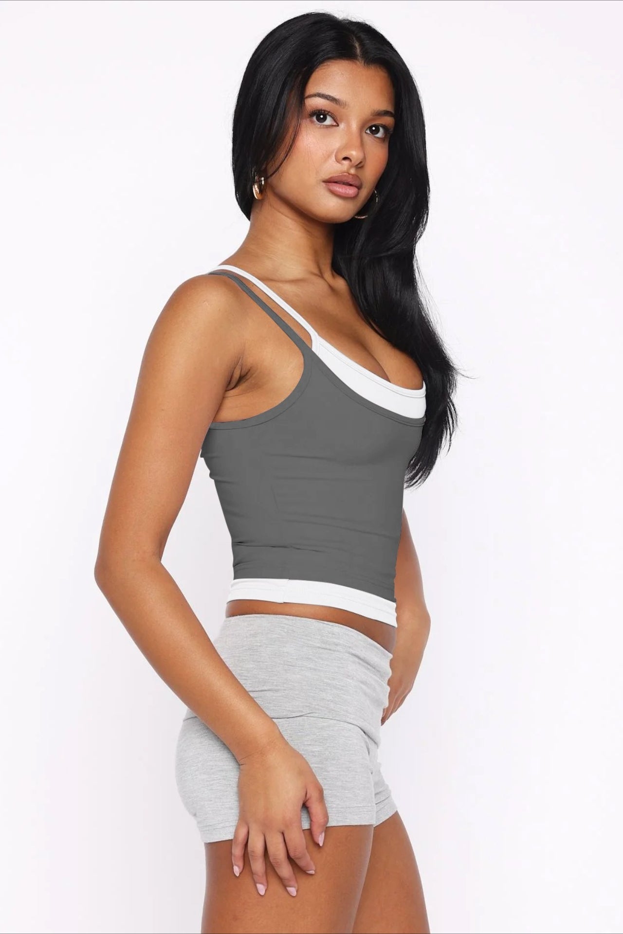 Faux Two Piece Spaghetti Strap Sexy Tank Top