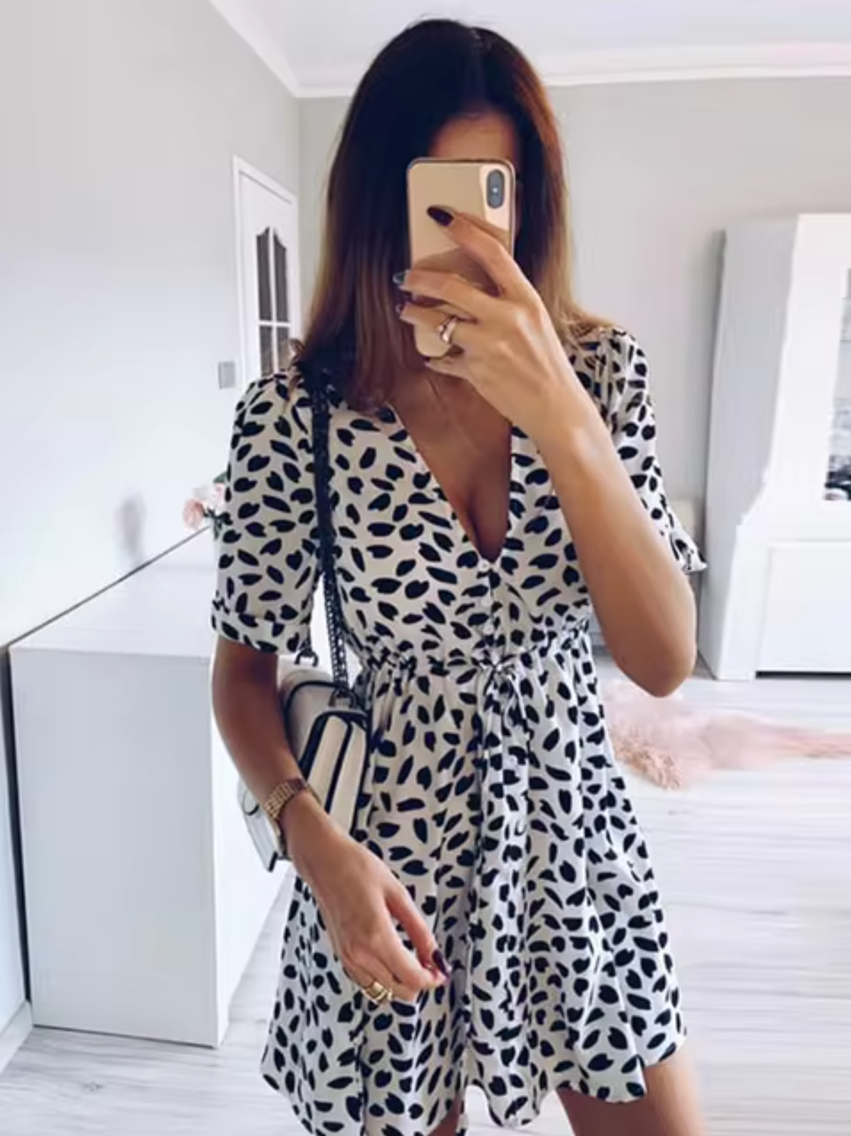 Vilma Premium Short V Neck Dress Wardrobe Essential
