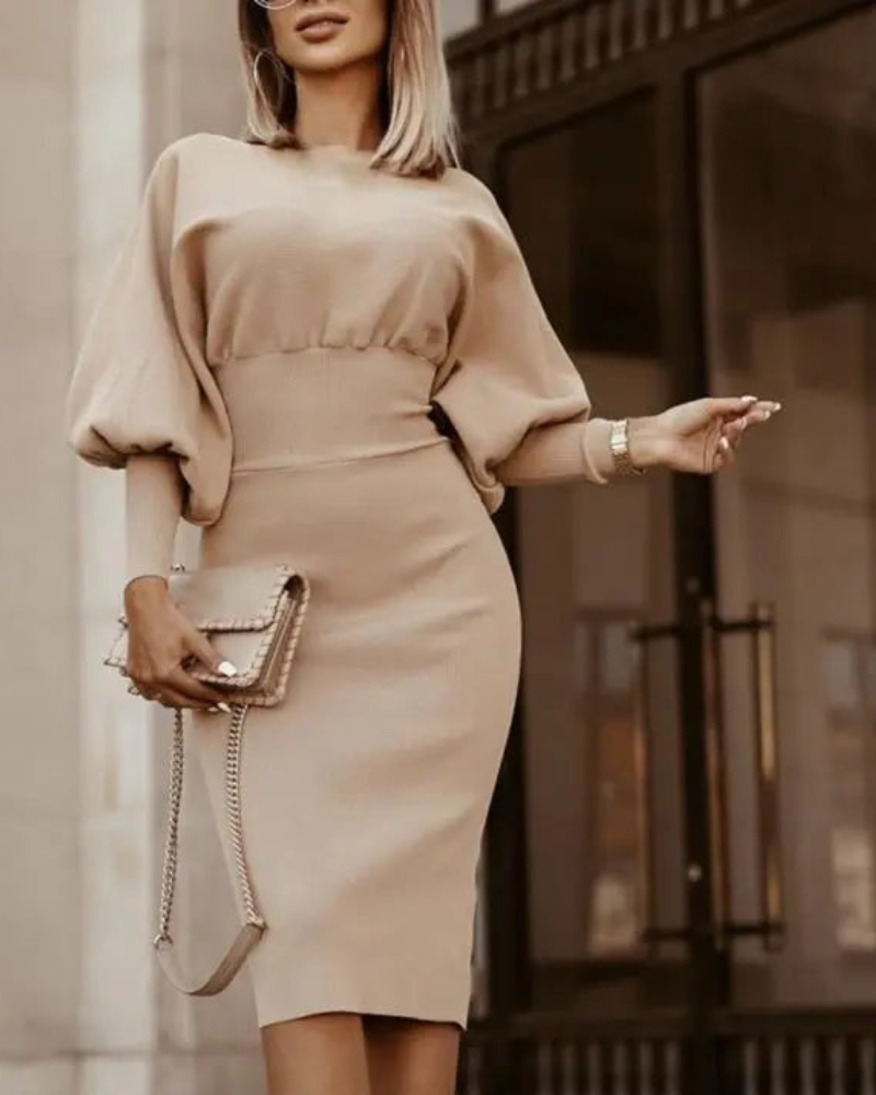 Costanza Luxe Midi Dress with Puff Sleeves Elevated Occasion Wear