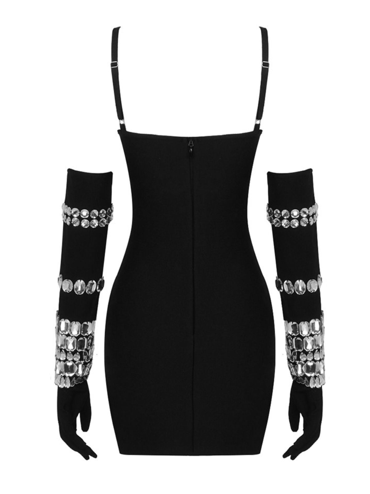 Spaghetti Strap Sweetheart Crystal Embellished Bodycon Mini Dress