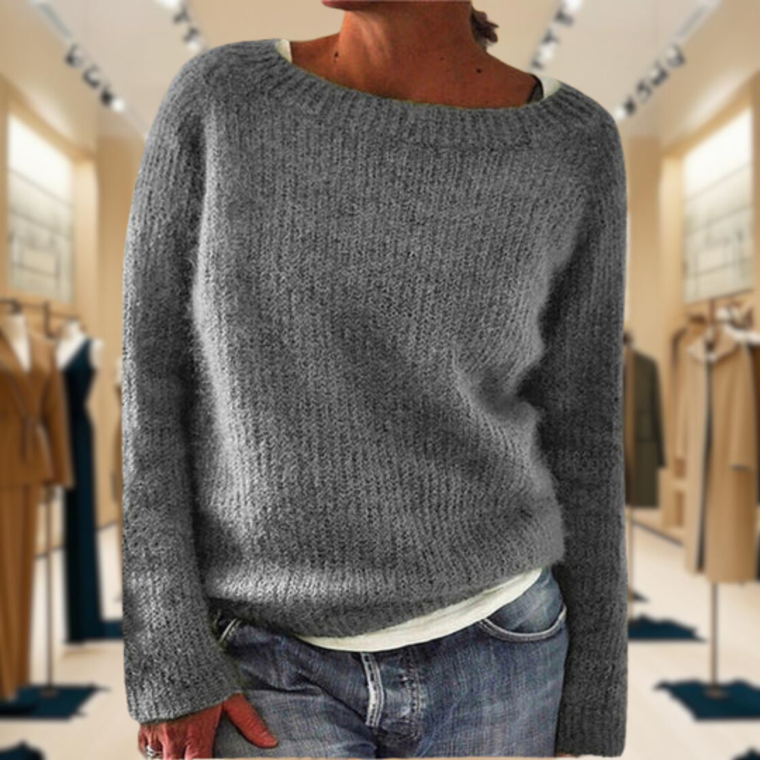 Boat Neck Ribbed Knit Long Sleeve Sweater 3