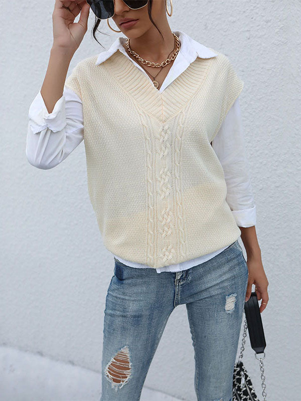 Solid Color Knitted Vest